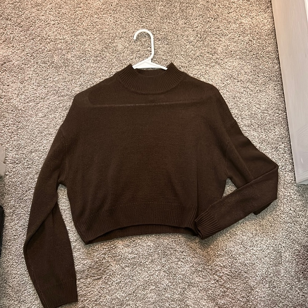 Brown cropped H&M sweater